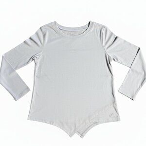 Freely Girls Asymmetrical Hem Long Sleeve Performance T-Shirt Gray Small NEW
